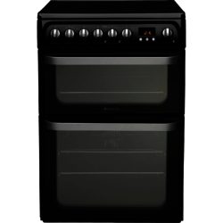 Hotpoint HUE61KS 60cm Electric Ceramic Cooker with Double Oven in Black